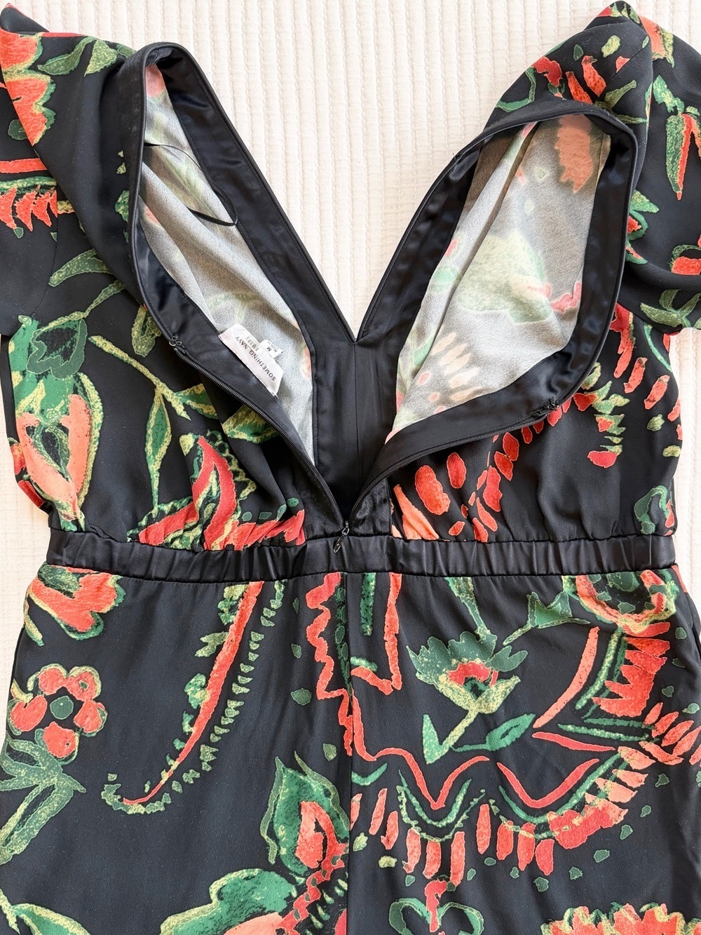 Something Navy Tropical Floral V-Neck Jumpsuit - Picture 10 of 10